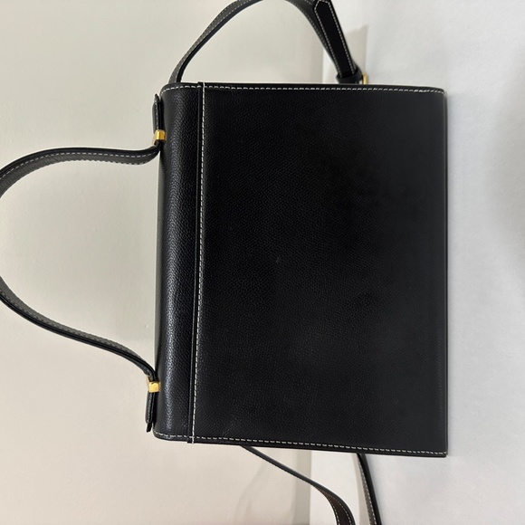 Vintage Yves Saint Laurent YSL Black Leather Top Handle With Strap - Picture 6 of 13